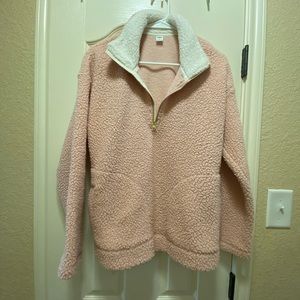 EUC Old Navy pink sherpa quarter zip pullover with pockets